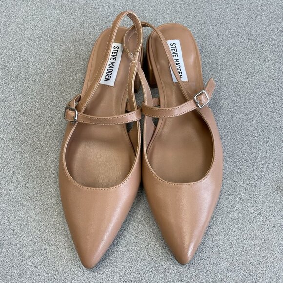 NEW Steve Madden Christyy Women's Size 8M Tan Slingback Shoes Leather Upper - Picture 7 of 8